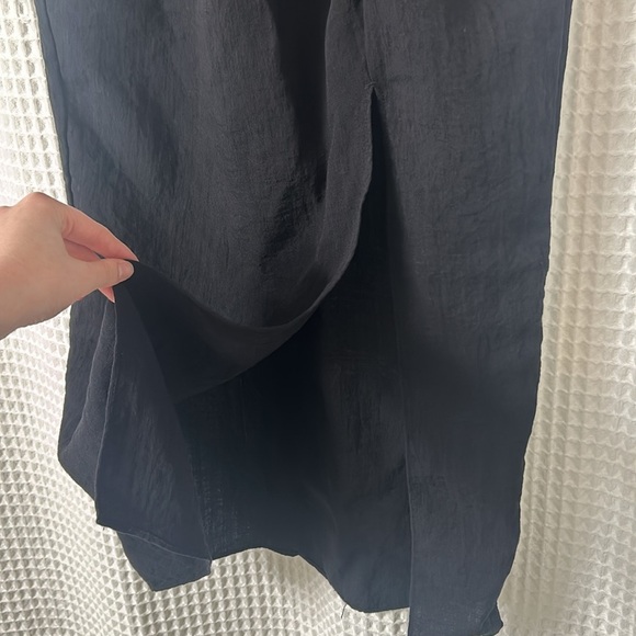 Knot Detail Linen Blend Black Midi Skirt with Slit H&M Size 8 - Picture 8 of 11